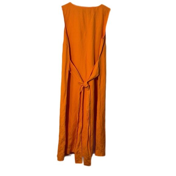 Ann Taylor Petite Linen Wrap Dress Women’s XSP Orange Sleeveless V Neck Sundress - Picture 5 of 14